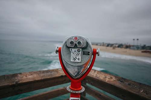 binoculars gray and red coin operated telescope newport beach
